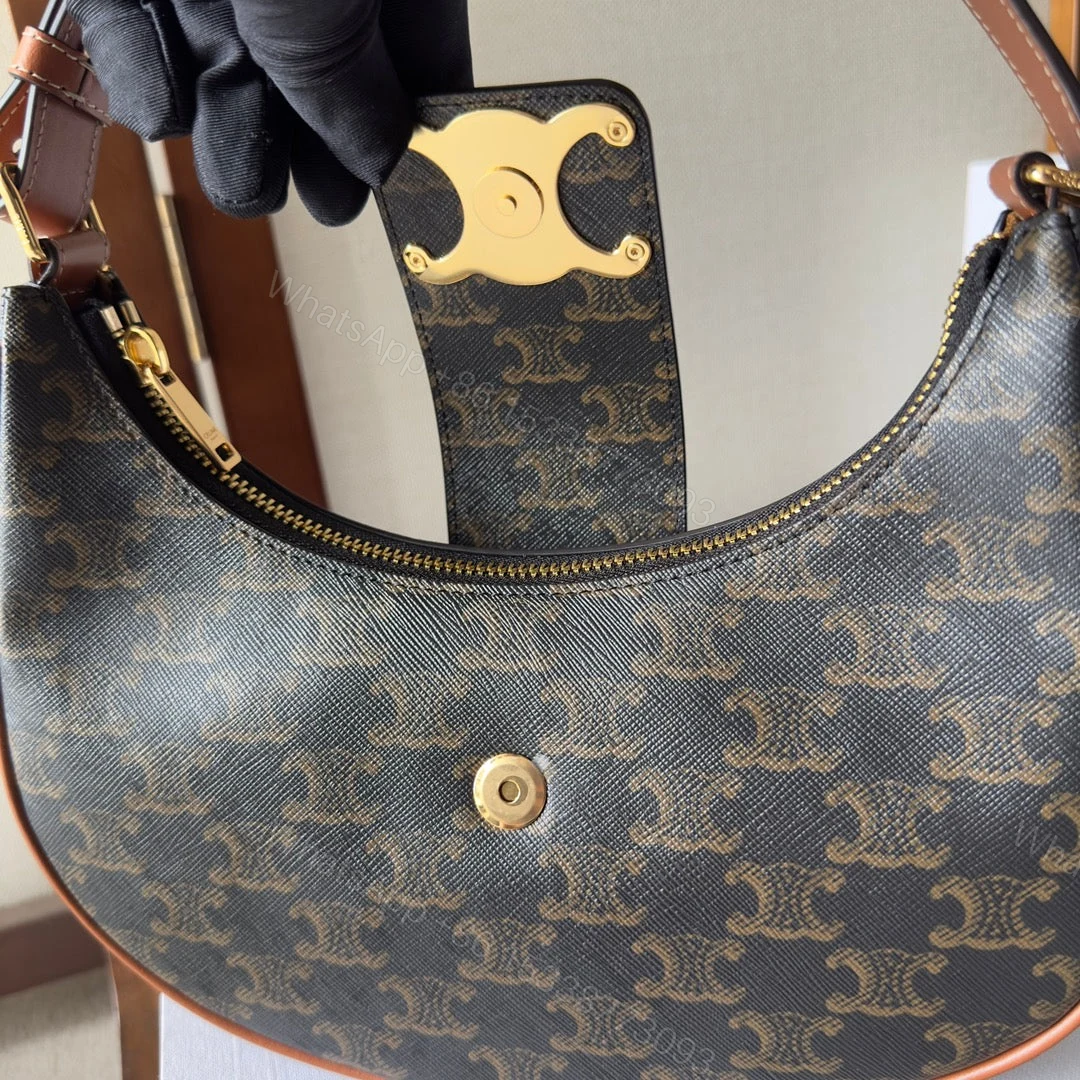 View 3 of CELINE AVA TRIOMPHE SOFT BAG IN CANVAS AND CALFSKIN TAN