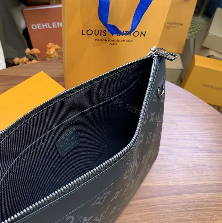 View 8 of Charcoal Monogram Canvas Clutch â€” Compact Luxury, All-Day Versatility