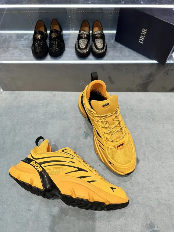 View 9 of Bold Yellow Dior-Inspired Sneakers: Luxe Streetwear Comfort