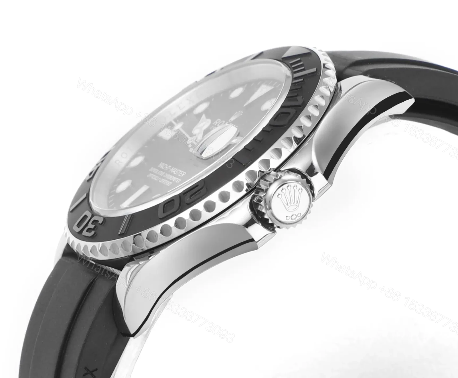 View 7 of DJ Factory Clean Factory Rolex Yacht-Master Black Dial Rubber Strap