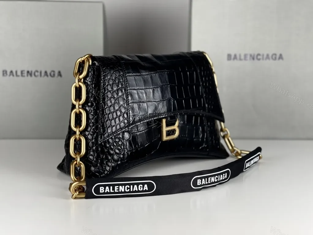 View 6 of Chic Crocodile-Texture Messenger Bag with Gold Accents