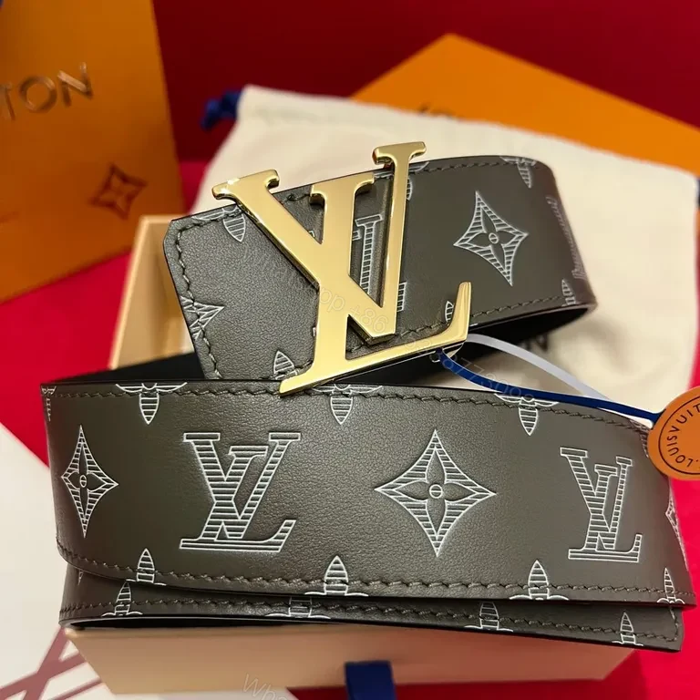 View 7 of Chic Monogram Belt: Luxury LV-Style Gold Buckle Belt