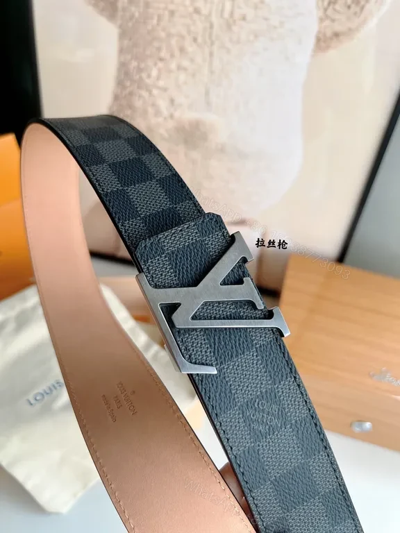 View 8 of Damier Canvas Belt with LV Buckle â€” Signature Luxury Accessory