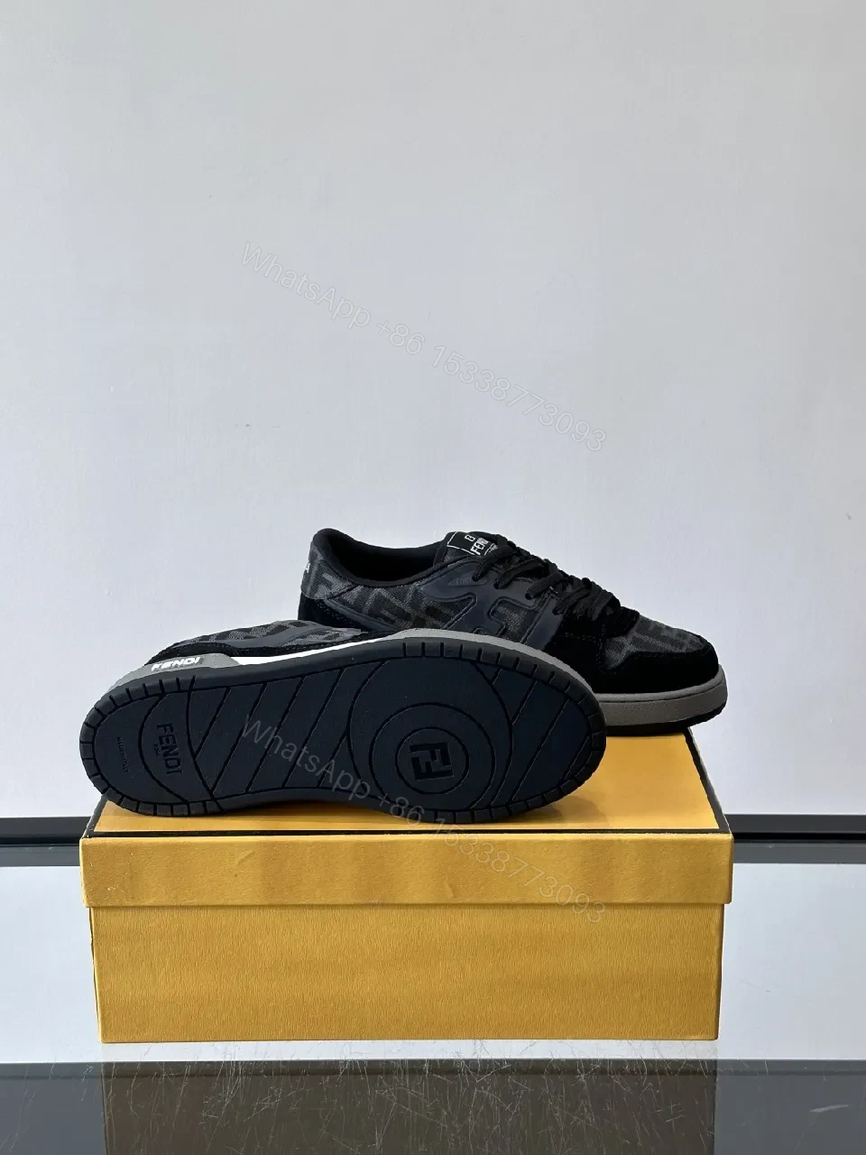 View 4 of Dark Luxe Monogram Platform Sneakers - High-Top Comfort