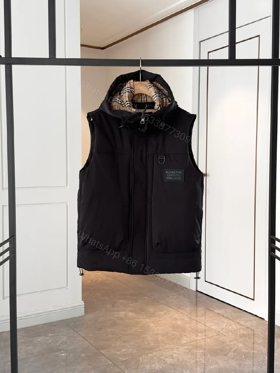 View 3 of Bold Puffer Vest with Plaid Lining — Structured Warmth, Modern Utility