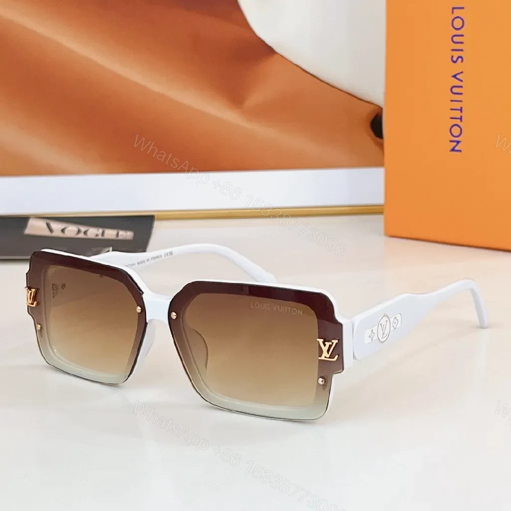 View 8 of Bold Frame Sunglasses with LV Detailing - Square Acetate Shades