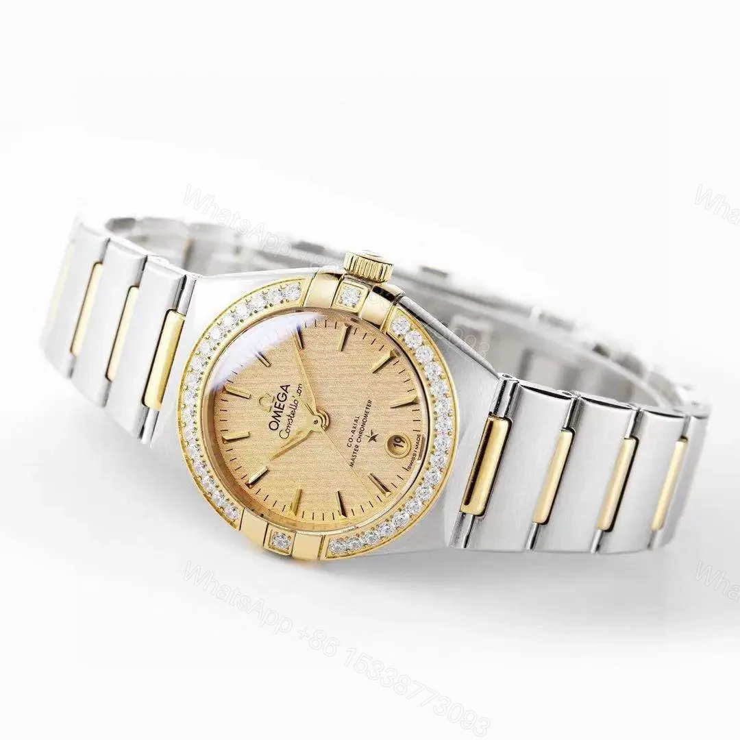 View 7 of Omega Constellation 29mm Women’s Watch V6 Version Two-Tone Stainless Steel and Gold Diamond Bezel Champagne Dial