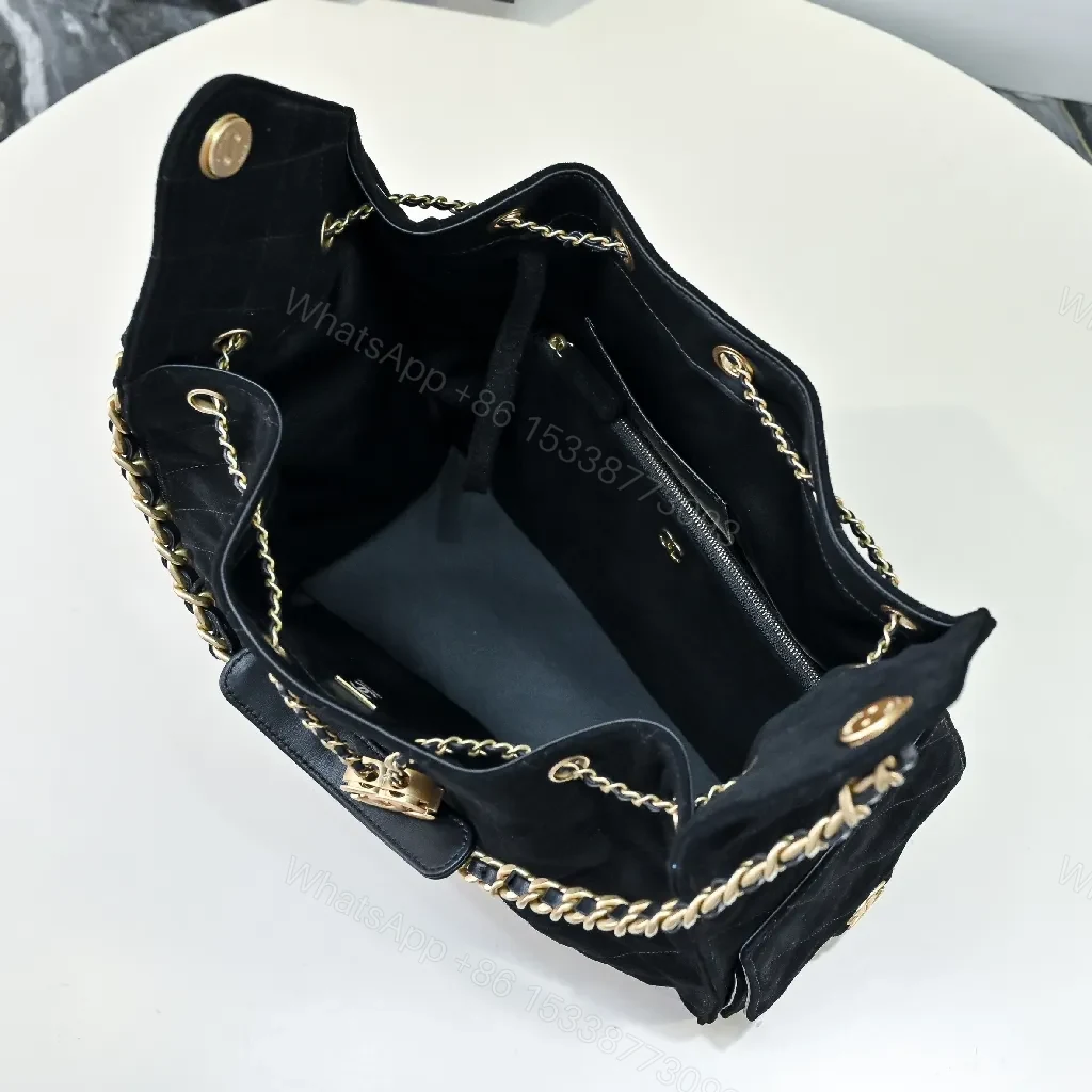 View 8 of Quilted Black Chain-Accent Shoulder Bag, Luxury Style