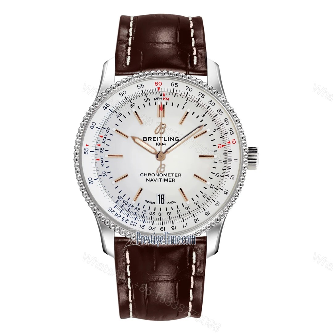 Breitling Navitimer White Dial Leather Replica — view 1