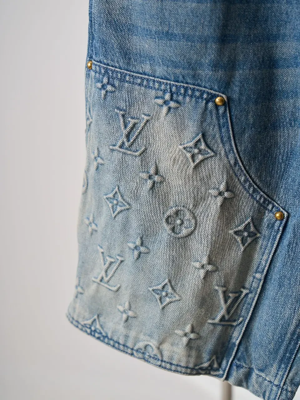 View 5 of Blue Denim Louis Vuitton Monogram Shorts
