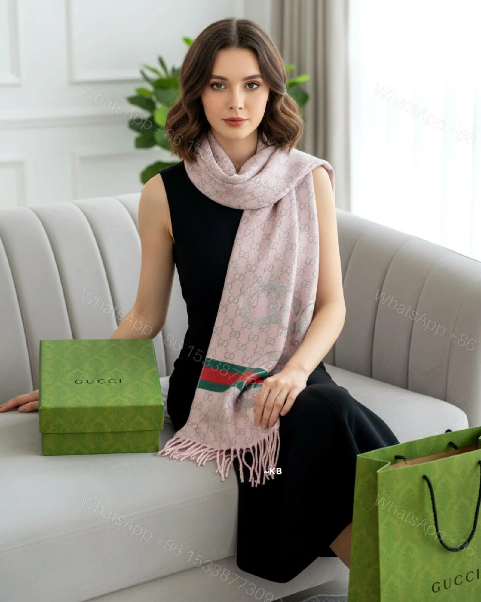 View 5 of First Copy Gucci GG Initial Scarf