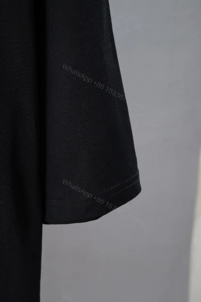 View 8 of Black Cotton Oversized Tee with White LV Logo Applique T-shirt