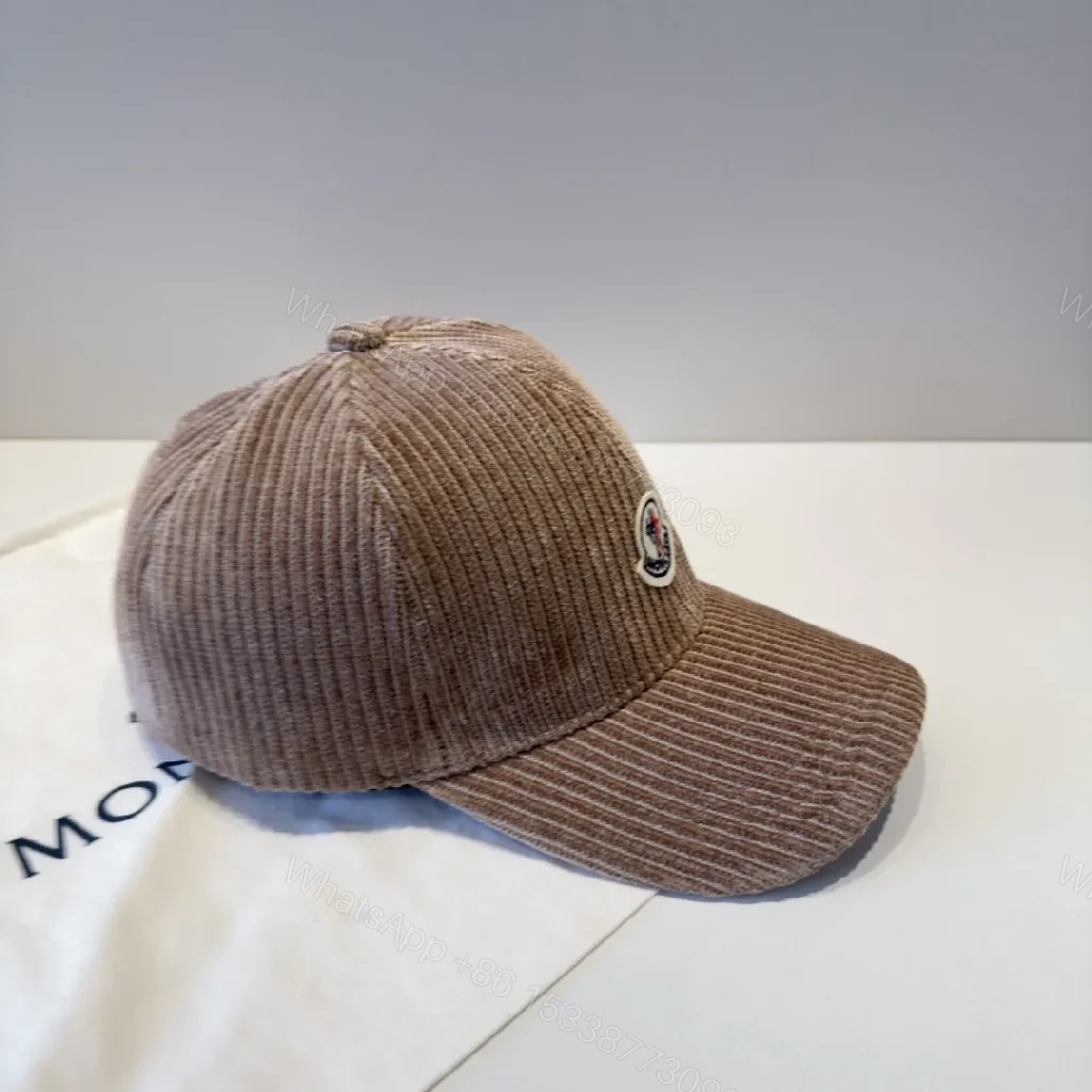 View 5 of Corduroy Taupe Cap with Subtle Moncler Detail