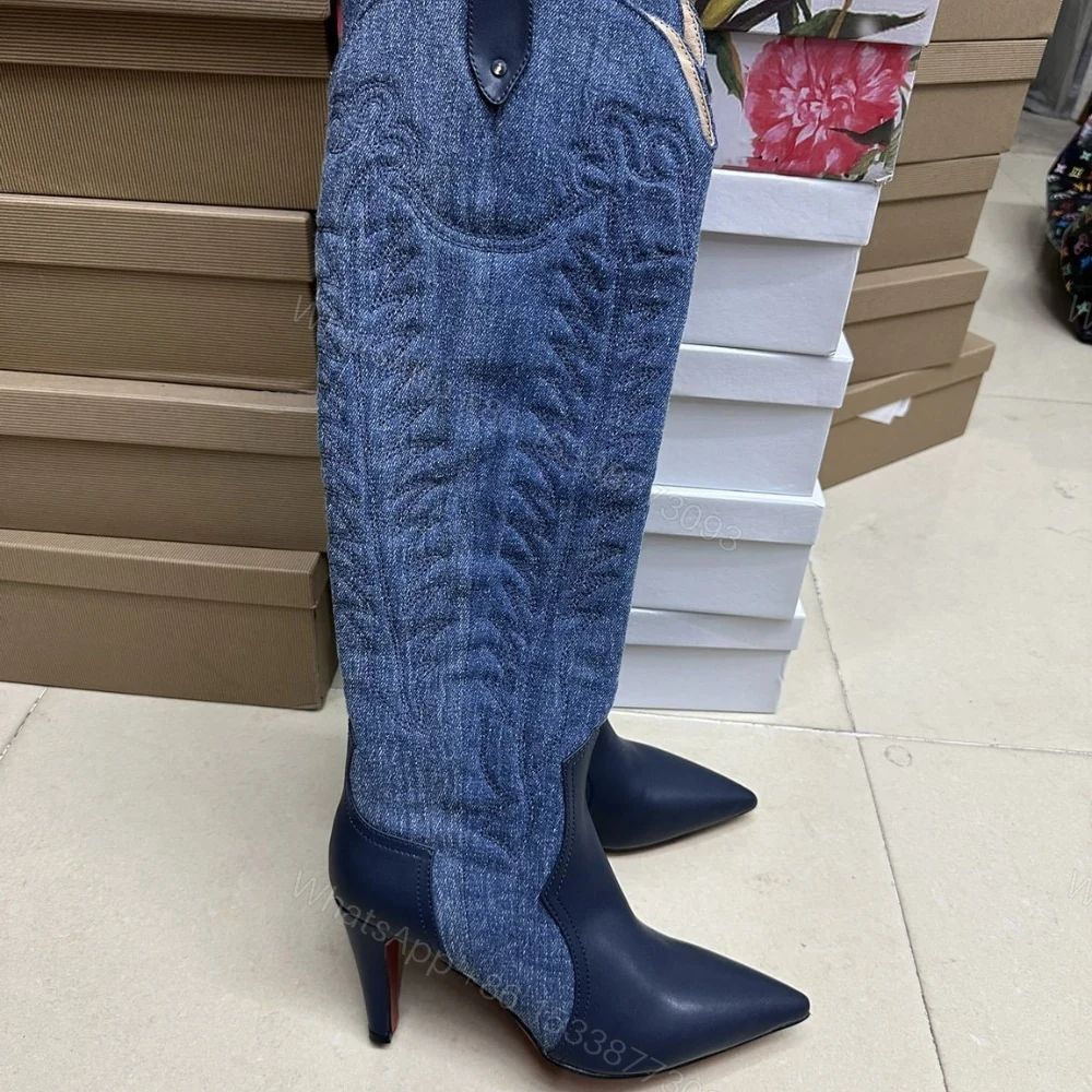 View 2 of CHRISTIAN LOUBOUTIN SANTIA BOTTA 85 BOOTS DENIM BLUE 32405166603