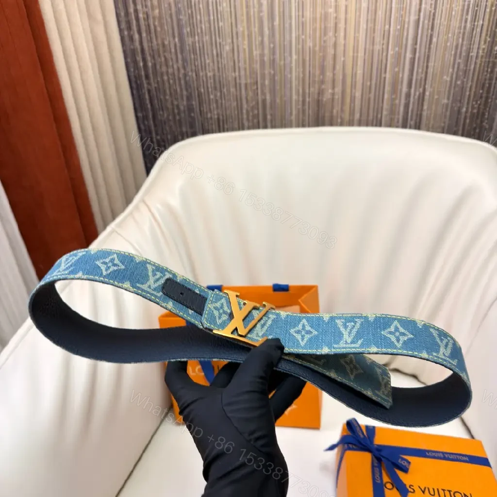 View 4 of Denim-Texture Monogram Belt: Subtle Luxury, Everyday Comfort