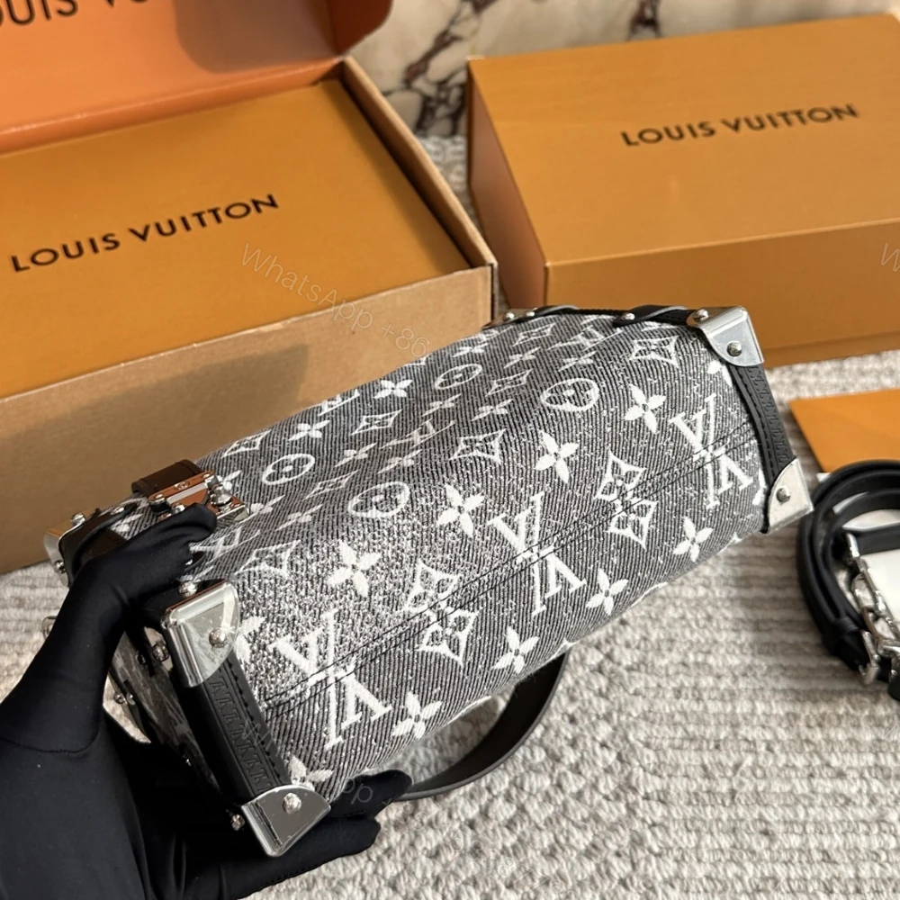 View 6 of Louis Vuitton MM Side Trunk Bag Denim Gray 23Cm M21460
