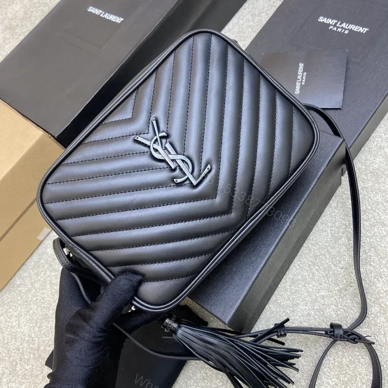 View 5 of Chevron Calfskin Crossbody: Chevron Quilted Saint Laurent Bag