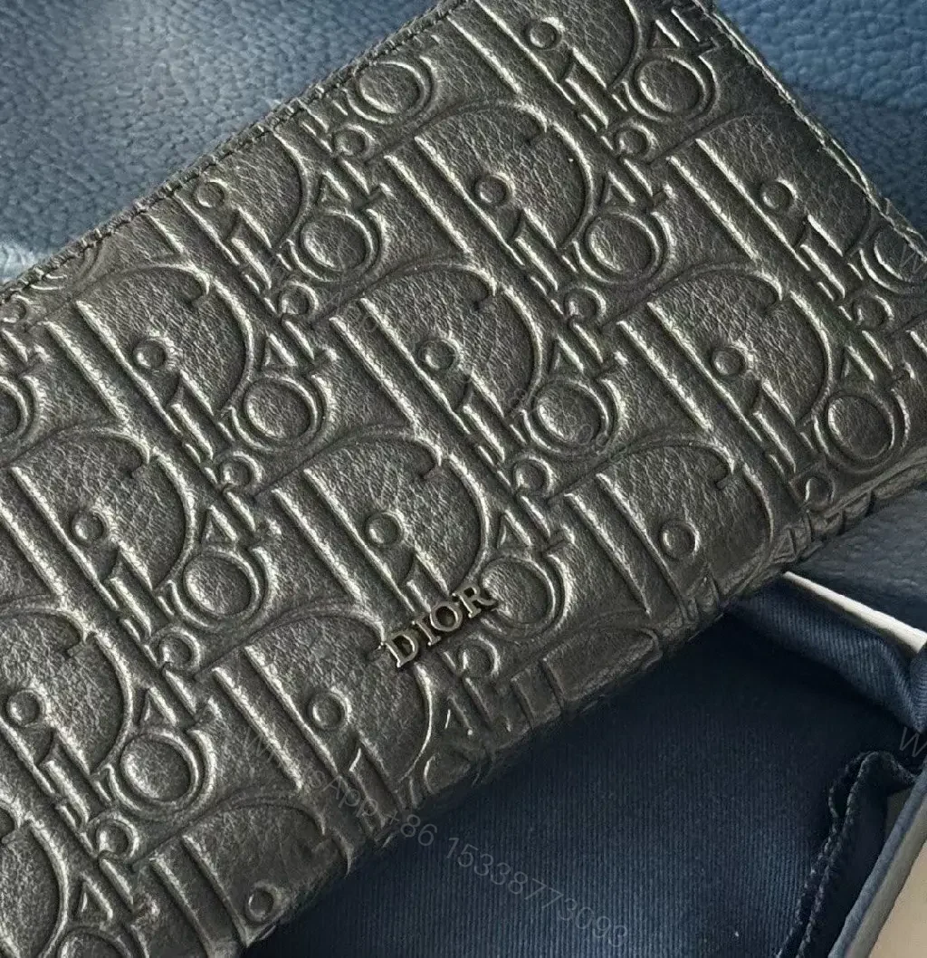 View 4 of Structured Leather Wallet: Embossed Mono, Slim, Cardholder Edge