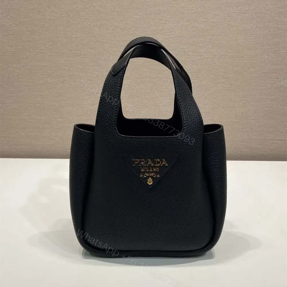 高仿Prada*Tote系列1BA349徽標手提包金扣黑色Mini免檢版 — view 1