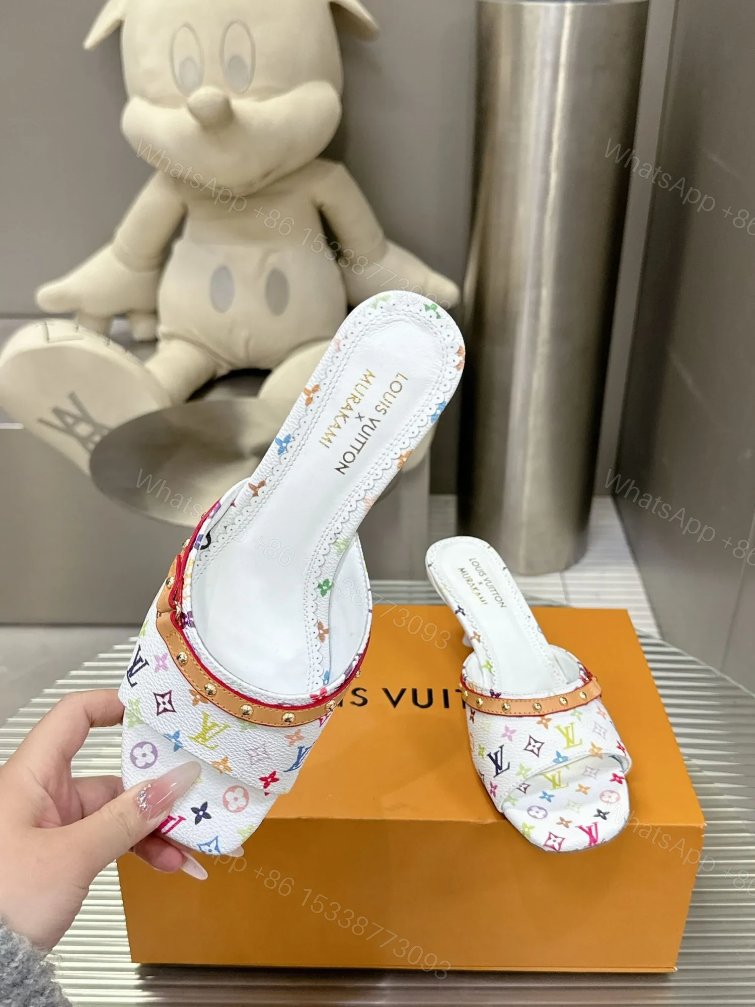 View 5 of LV Women White Multicolor Leather Heels