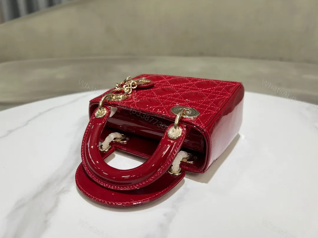 View 6 of Dior Lady Mini Super Quality Women’s Handbag, Glossy Red, 17cm