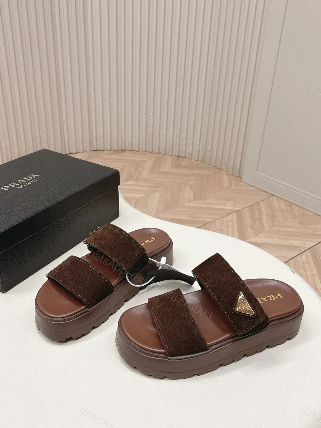 View 2 of Prada Nubuck Slides