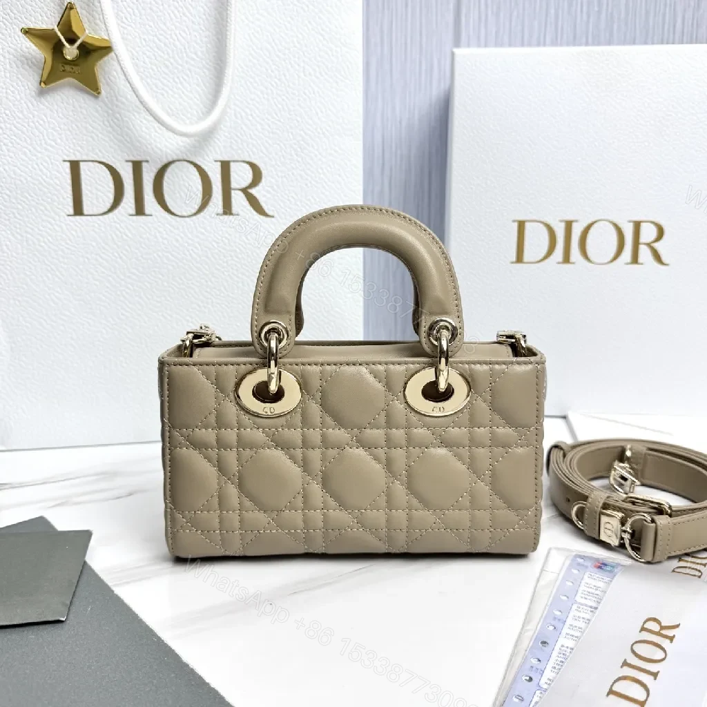 View 4 of Chic Taupe Quilted Mini Bag with Gold Hardware