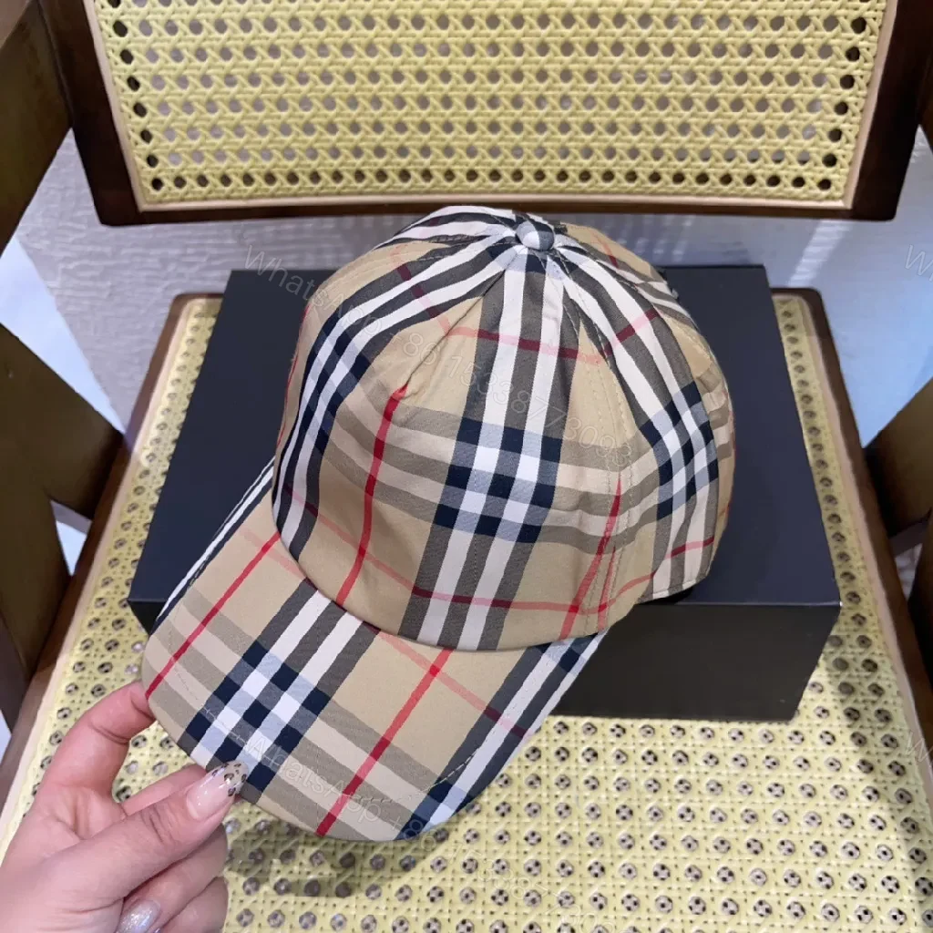View 3 of Beige Plaid Cap Set: Classic Check, Modern Fit Utility Cap
