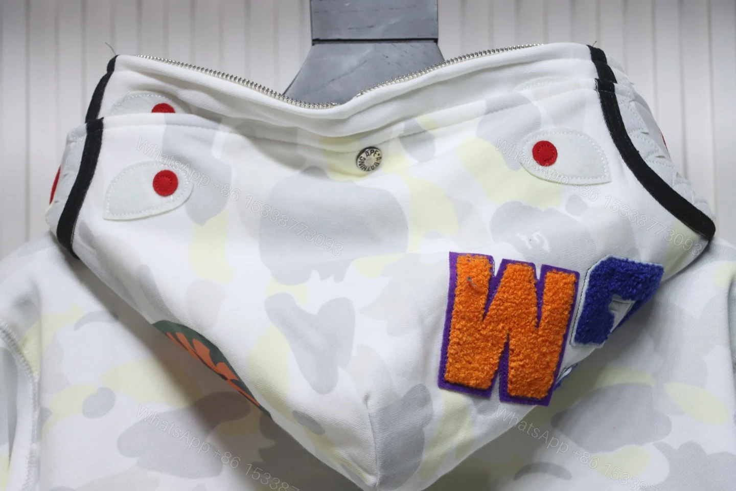 View 6 of BAPE Shark's Head Tiger's Head Zipper Luminous Camouflage Double Hoodie