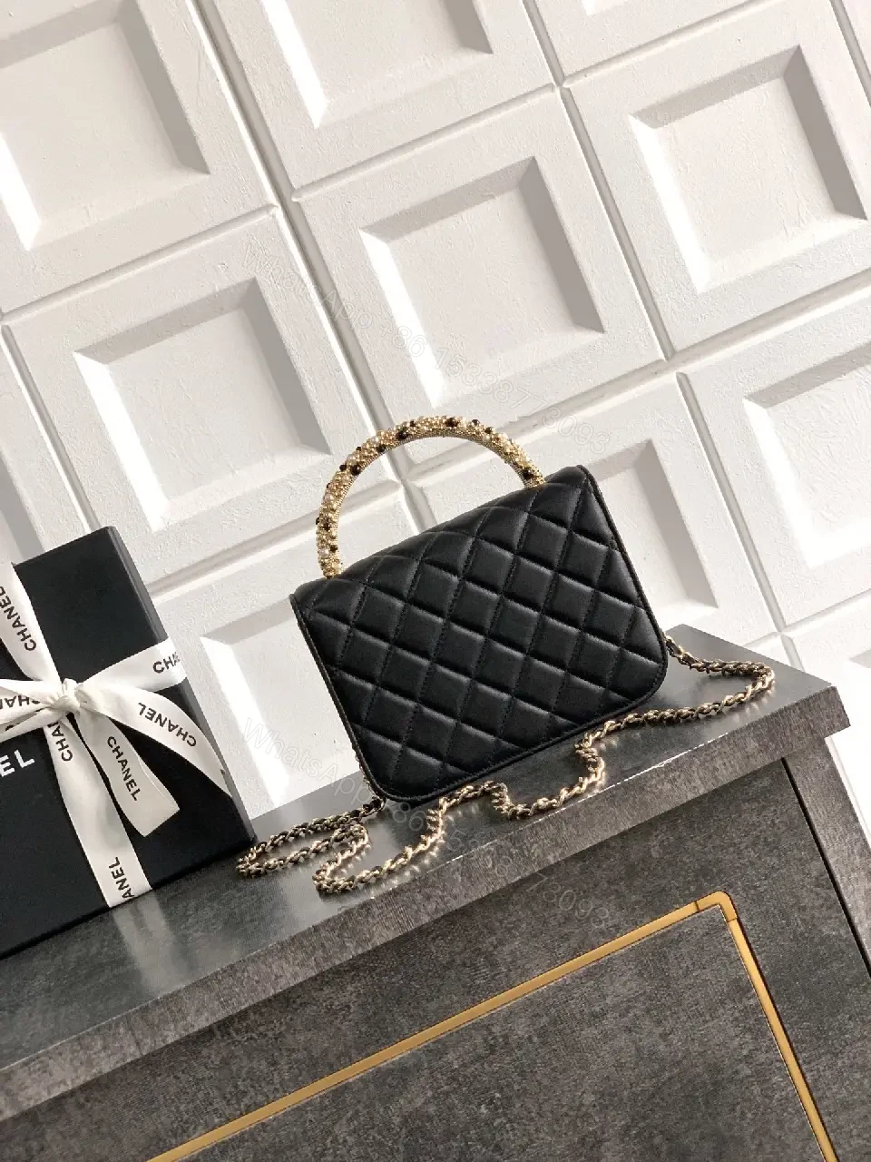 View 4 of Quilted Mini Bag: Gold-Tone Hardware, Elegant Chic Signature