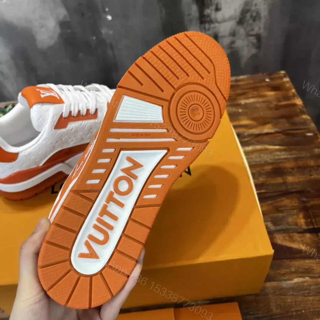 View 6 of LOUIS VUITTON TRAINE SNEAKERS IN WHITE AND ORANGE – LSVT386