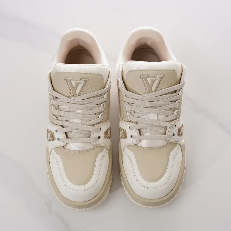 View 2 of Chunky Modern LV-Inspired Leather Sneaker â€“ High-Top Comfort