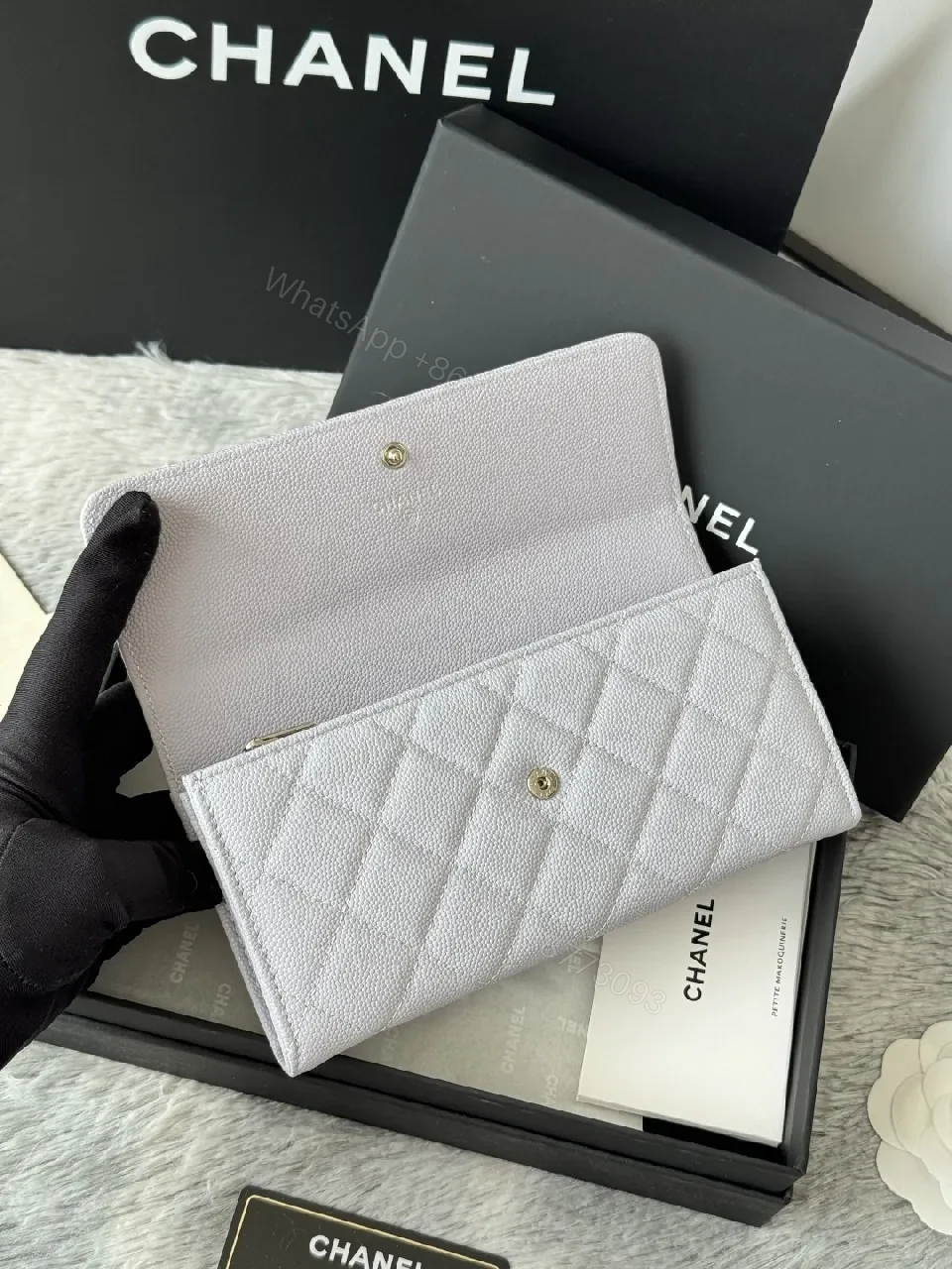 View 2 of Lilac Quilted Leather Wallet – Slim, Luxurious Organizer