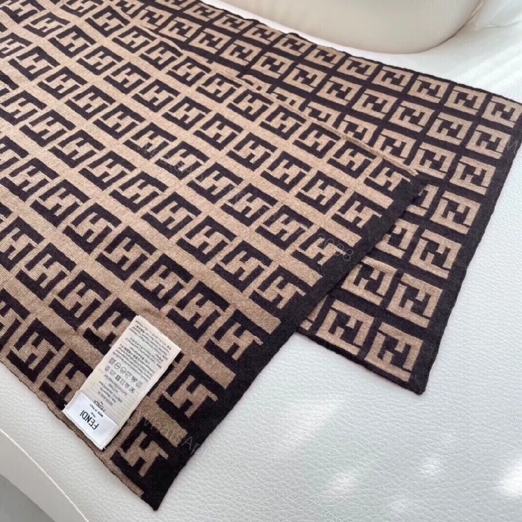 View 4 of Bold Fleece Knit Scarves: Luxe Camel-Espresso Wrap