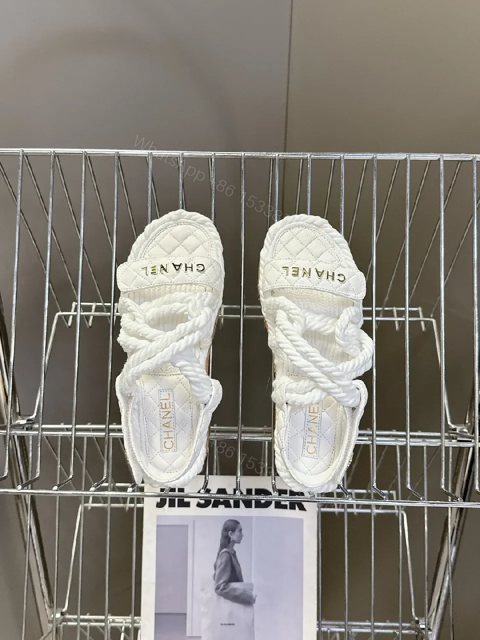 View 9 of White Quilted Sandals with Rope Straps — Luxe Comfort Sandals
