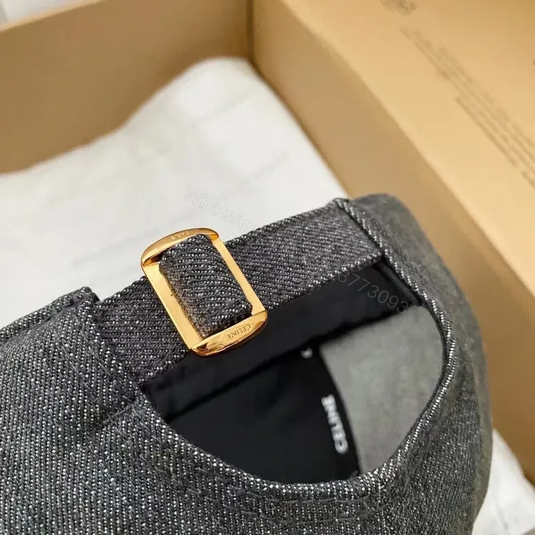 View 9 of Charcoal Denim Cap: Clean CELINE Embroidery, Premium Casual