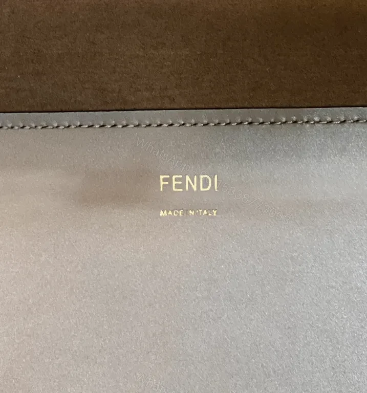 View 2 of Taupe Leather Tote: Fendi ROMA Bold Logo, Structured Style