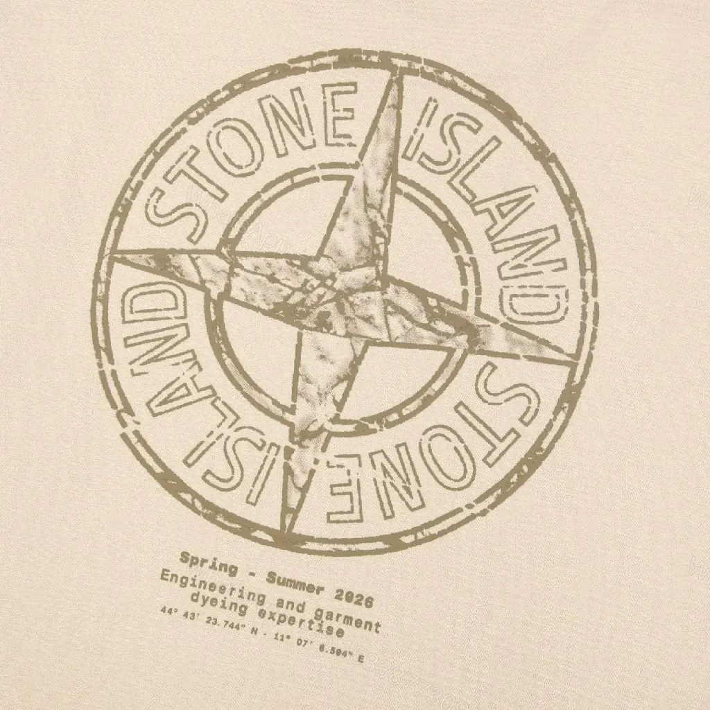 View 3 of Beige Stone-Tex Minimalist Tee: Subtle Luxury Top