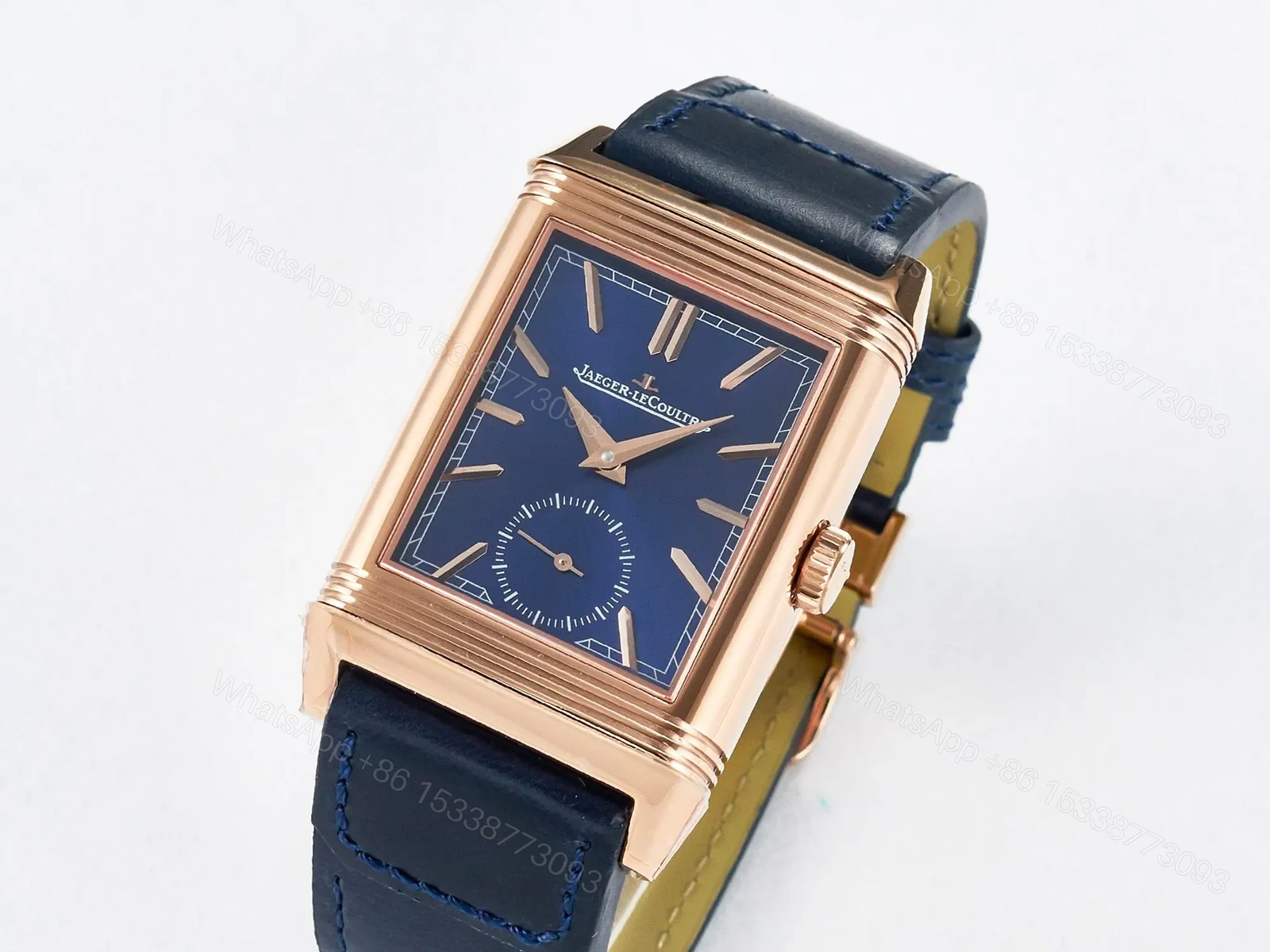 View 3 of Reverso Tribute Duoface Small Seconds RG MGF Best Edition Blue Dial on Blue Leather Strap A854A