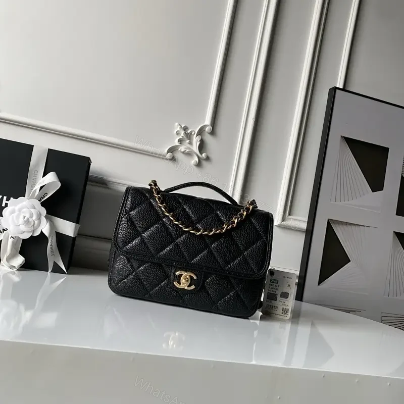 Quilted Black Bag with Gold Chain—Timeless Luxury Utility — view 1