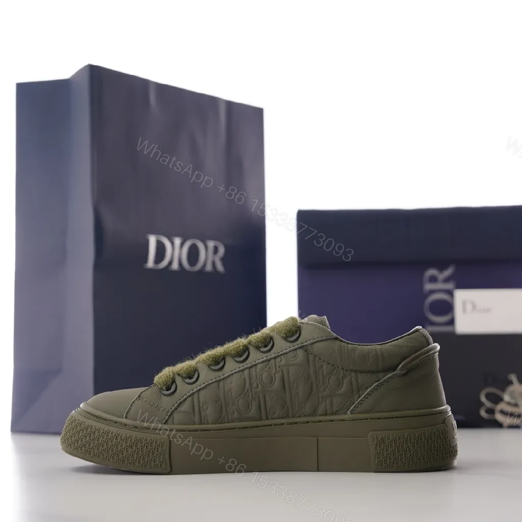 View 6 of Olive Luxe Olive Suede-Leather High-Top Sneaker with Monogram Embossing