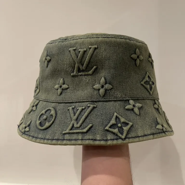 Denim LV-Style Monogram Bucket Hat, Premium Streetwear — view 1