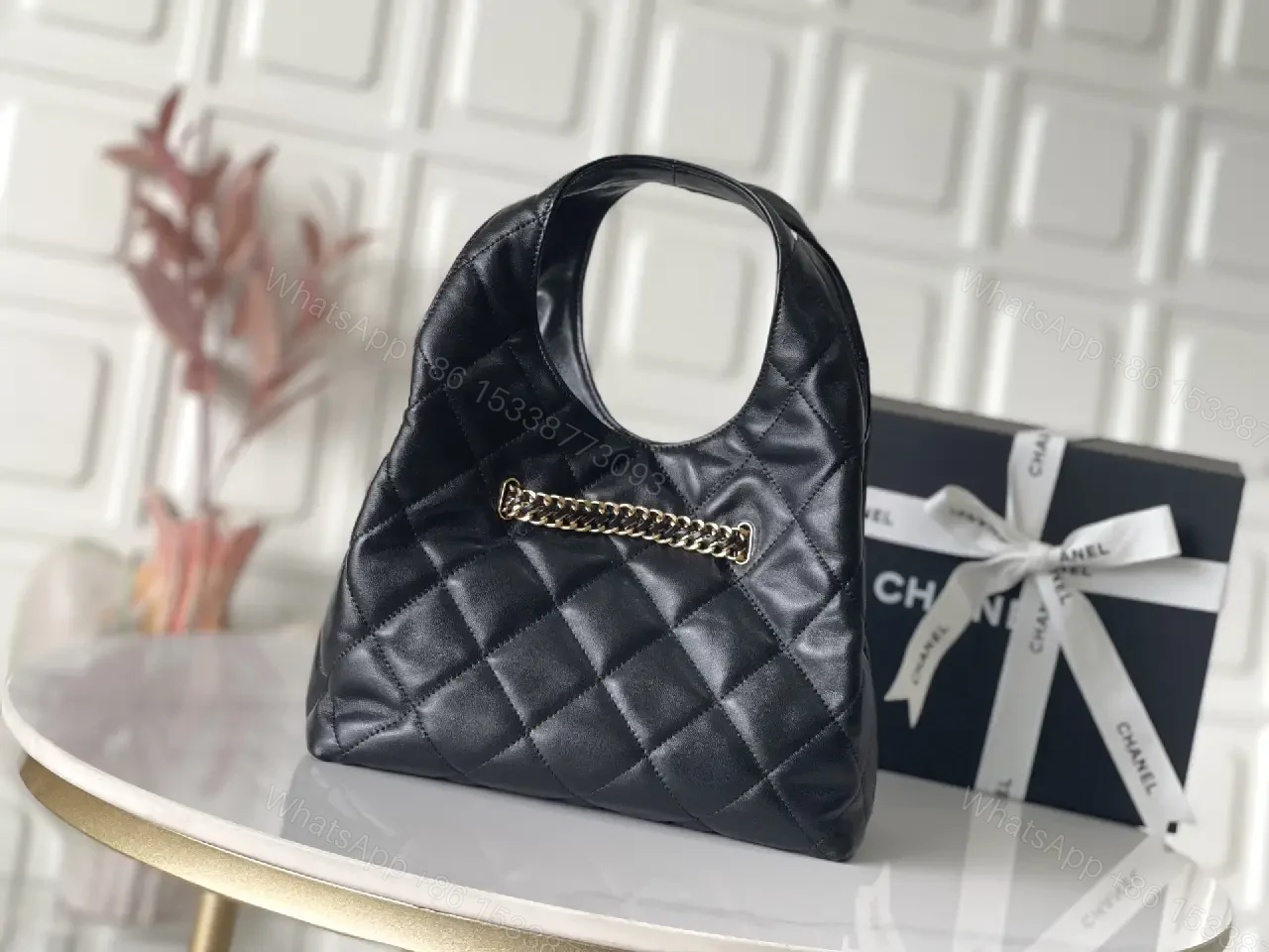 View 6 of Quilted Mini Handbag: Gold Hardware, Chain-Detail, Chic Style