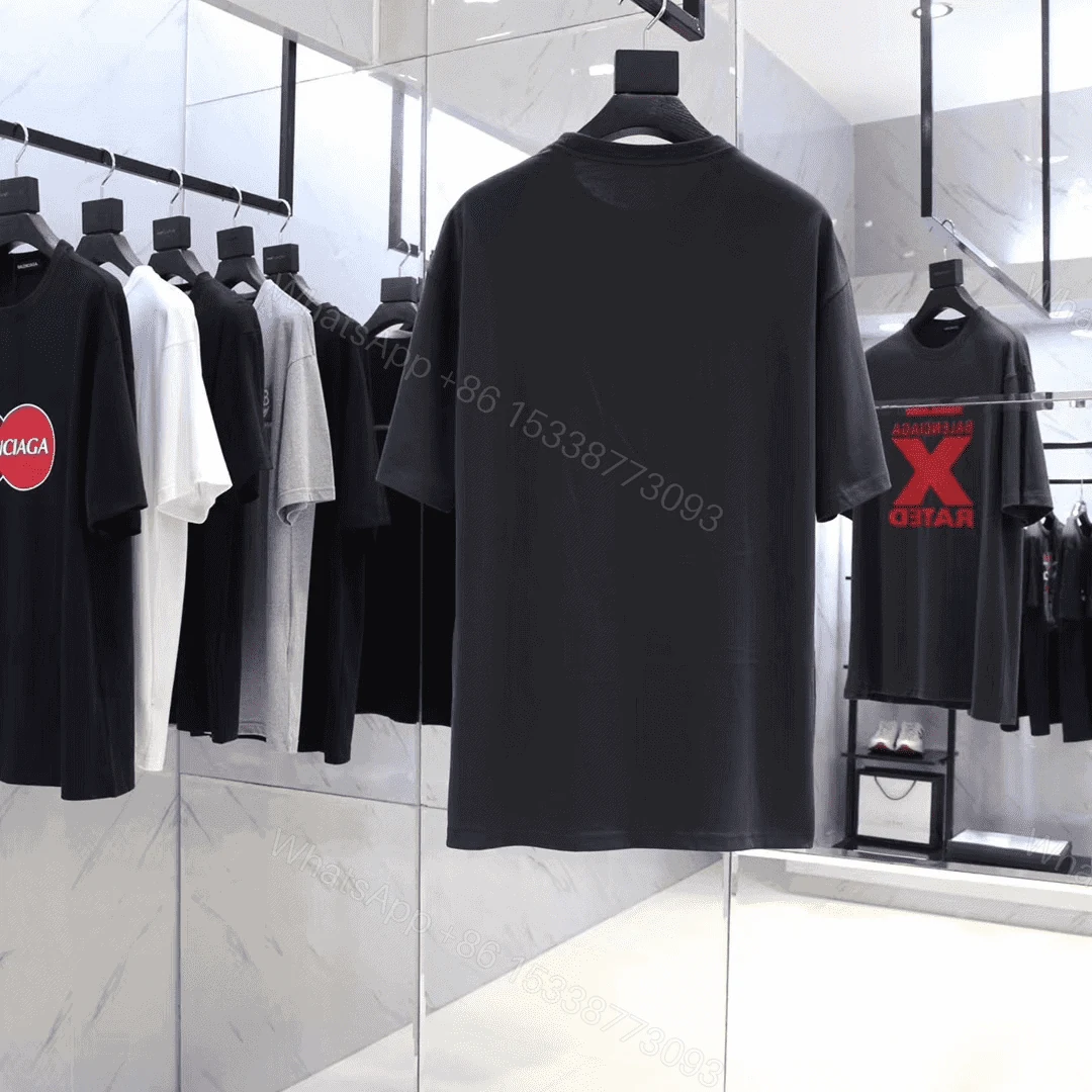 View 7 of BALENCIAGA X-RATED BLACK COTTON-JERSEY T-SHIRT – BB39