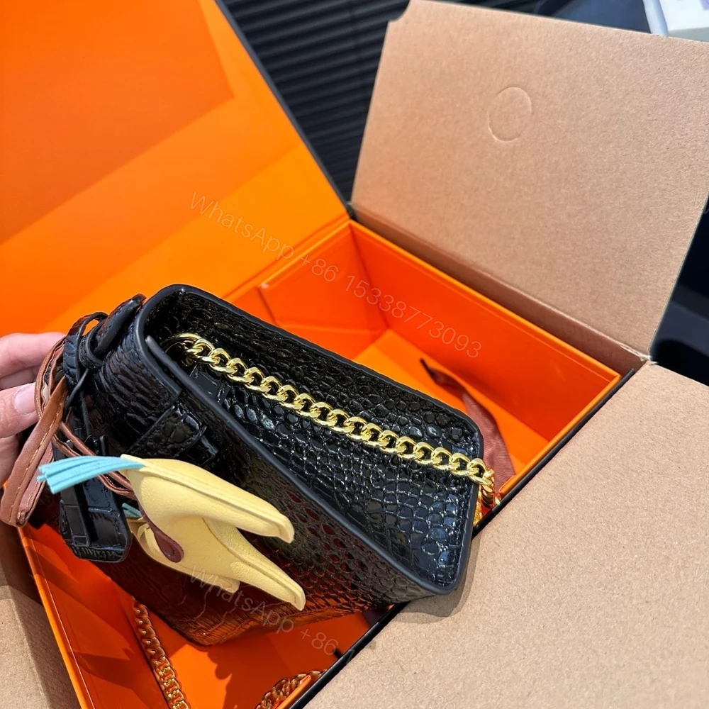 View 3 of Hermes Kelly Mini Pochette Shiny Alligator Black 21Cm