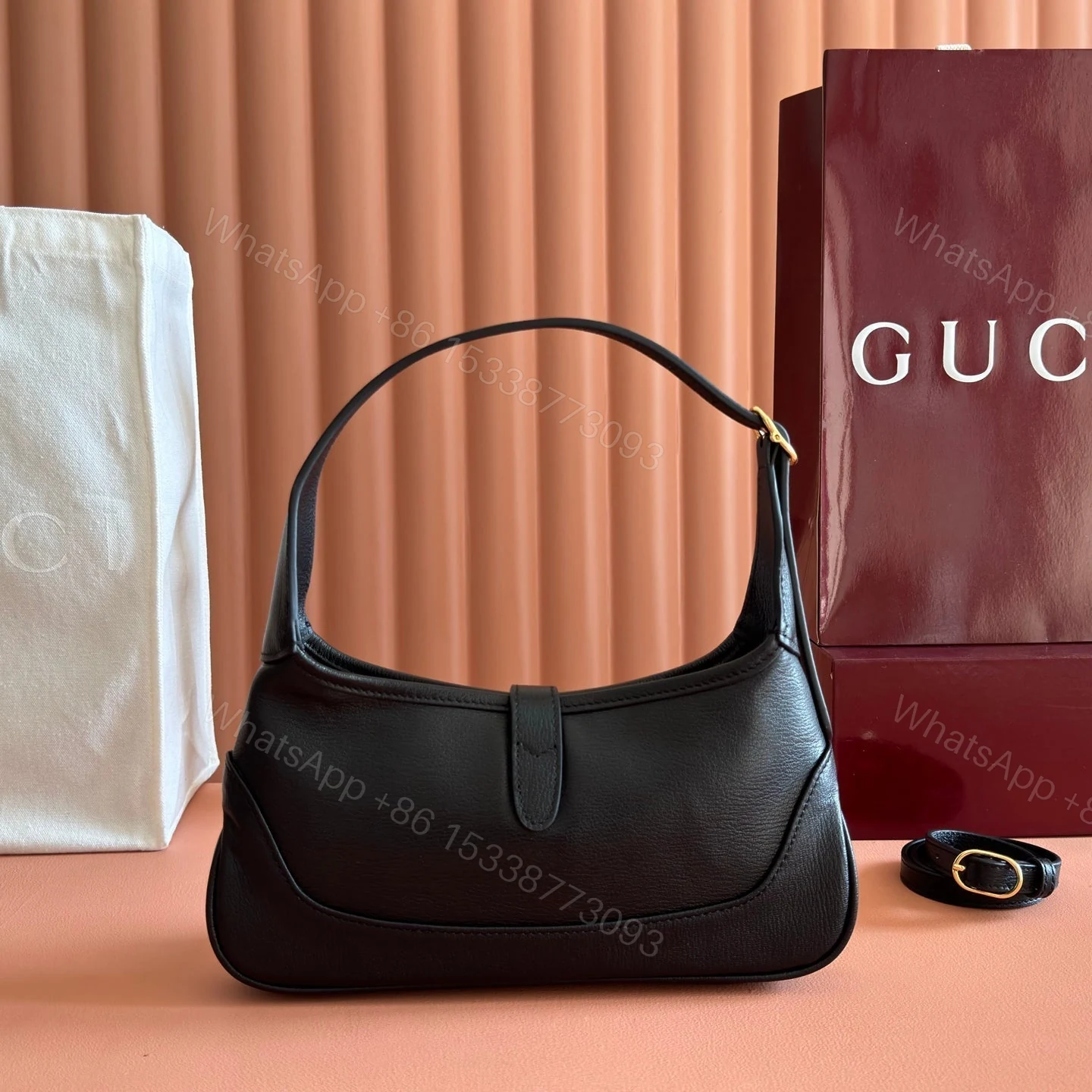 View 5 of GUCCI 26S JACKIE SLIM SHOULDER BAG 27 IN BLACK CALFSKIN