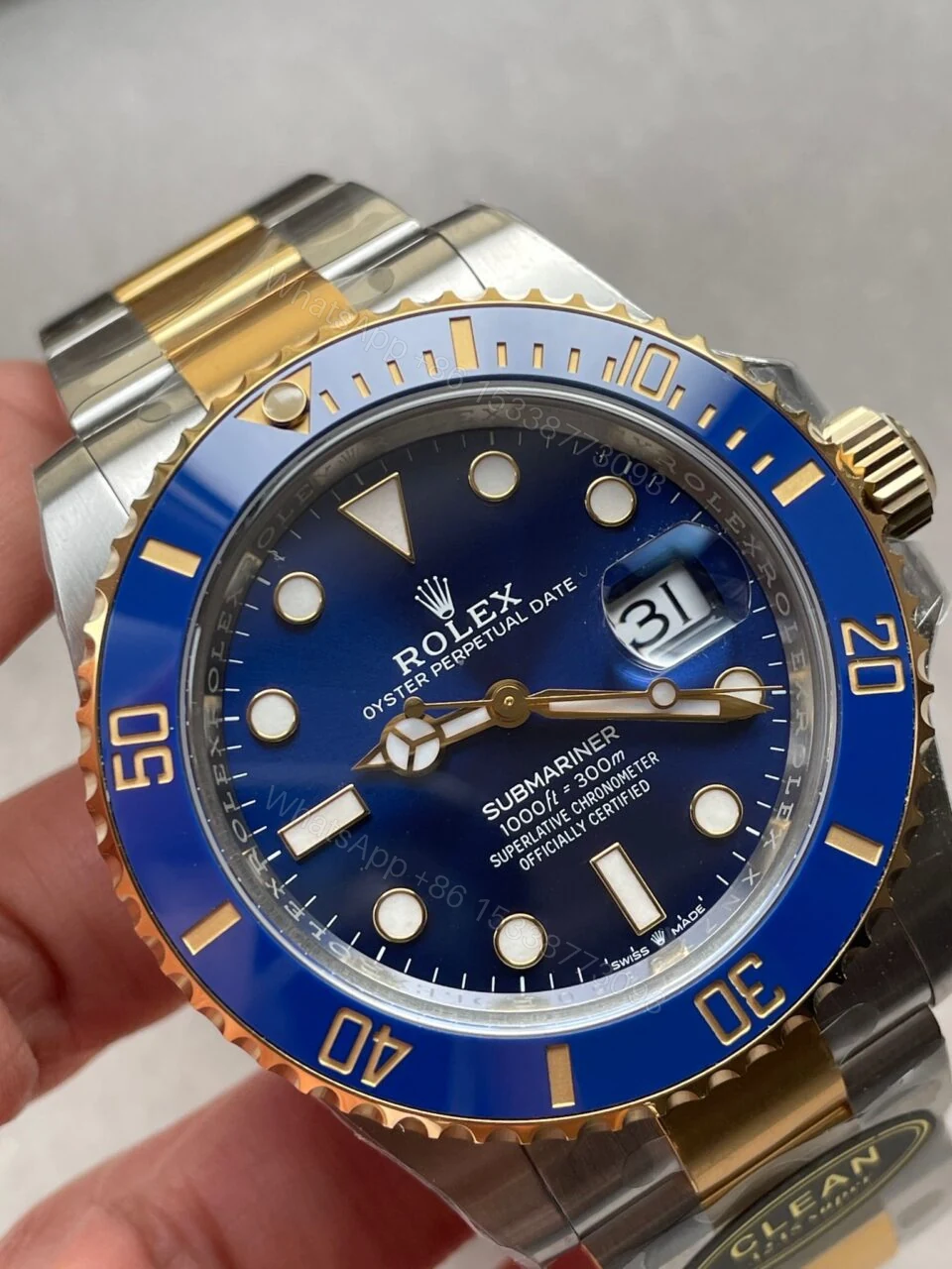 View 4 of CLEAN FACTORY 1:1 Rolex Submariner 116613LB Bluesy 904L YG/SS Blue Dial VR3235