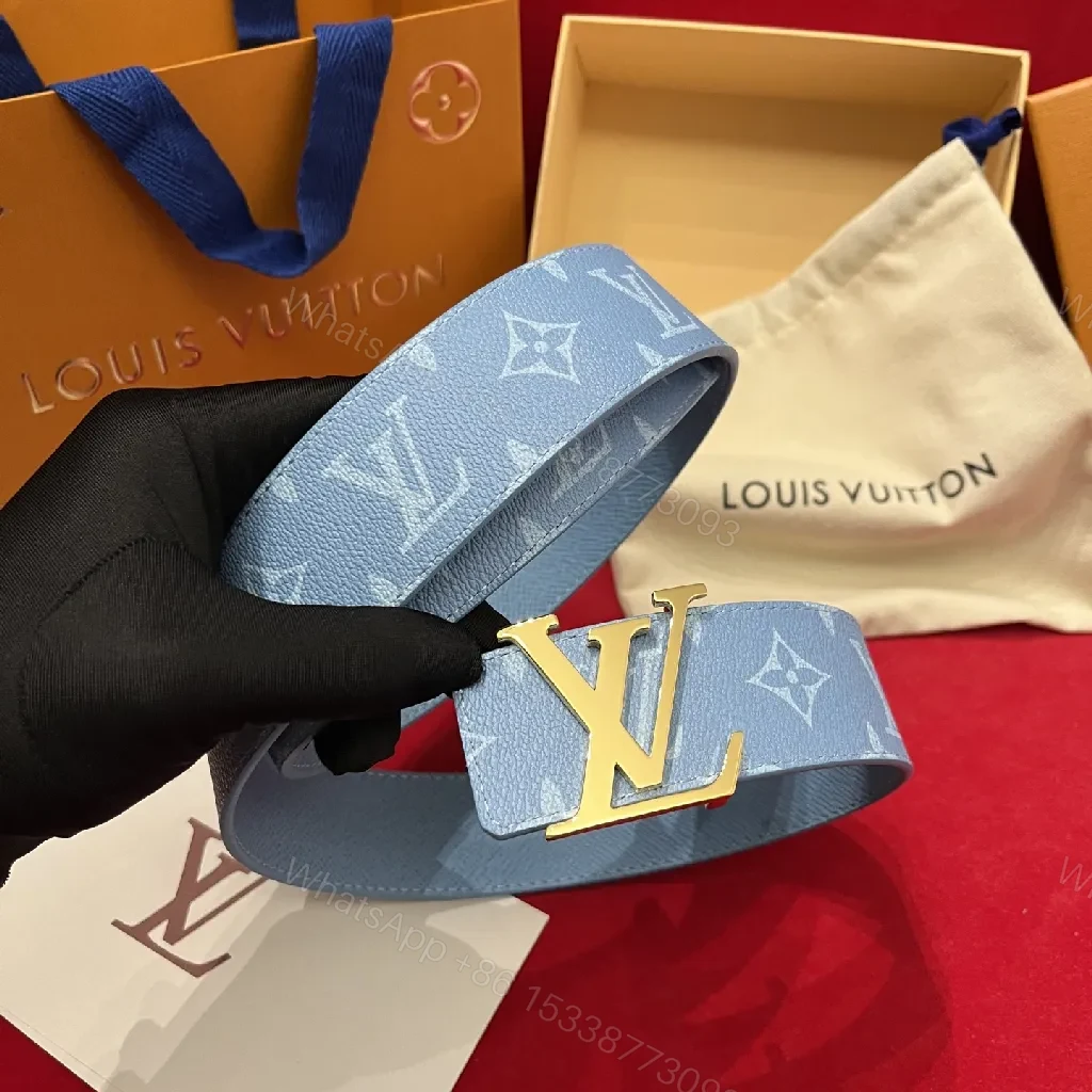 View 9 of Blue Monogram Belt: Modern Luxury Leather Belt