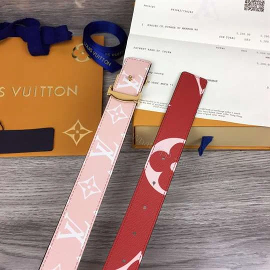 View 3 of LOUIS VUITTON WOMEN’S ICONIC 30MM REVERSIBLE BELT RED – B145