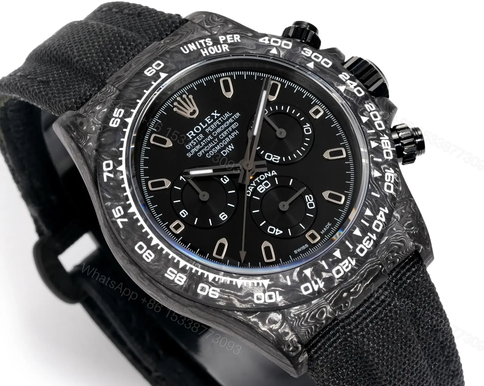 View 3 of Rolex Daytona Black Carbon 4130 Edition All Black Dial Strap 40mm RLX-DAY-CARB-4130-ALLBLK40-V2